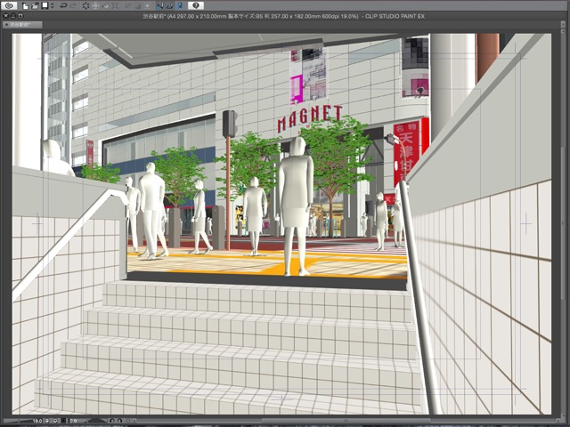 漫画背景用3D素材_「渋谷駅前」(CLIP STUDIO用 3Dオブジェクト)