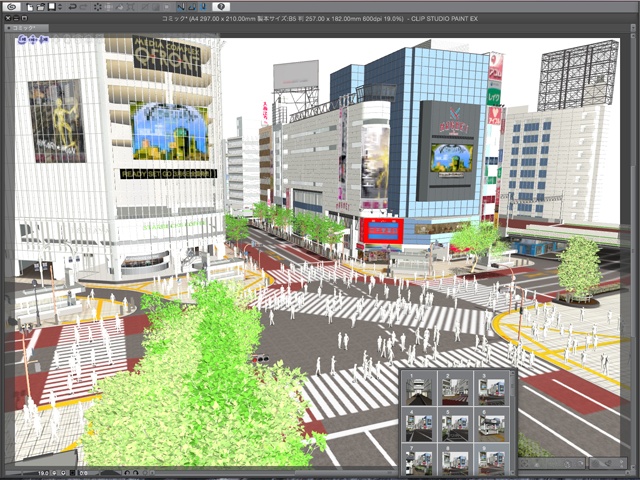 漫画背景用3D素材_「渋谷駅前」(CLIP STUDIO用 3Dオブジェクト)