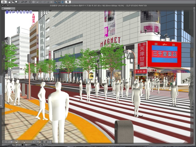 漫画背景用3D素材_「渋谷駅前」(CLIP STUDIO用 3Dオブジェクト)