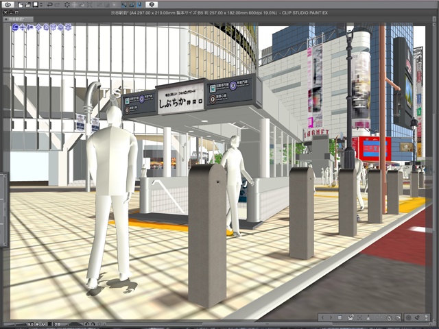漫画背景用3D素材_「渋谷駅前」(CLIP STUDIO用 3Dオブジェクト)
