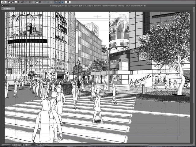漫画背景用3D素材_「渋谷駅前」(CLIP STUDIO用 3Dオブジェクト)