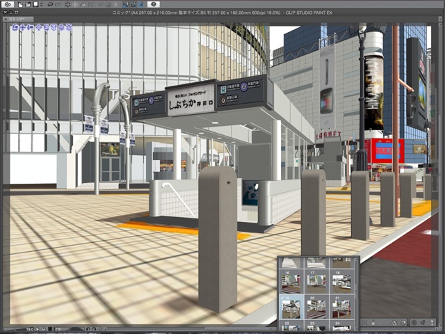 漫画背景用3D素材_「渋谷駅前」(CLIP STUDIO用 3Dオブジェクト)