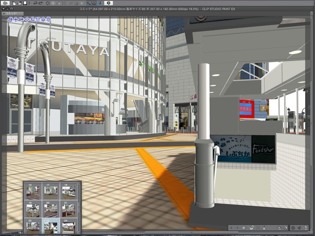 漫画背景用3D素材_「渋谷駅前」(CLIP STUDIO用 3Dオブジェクト)