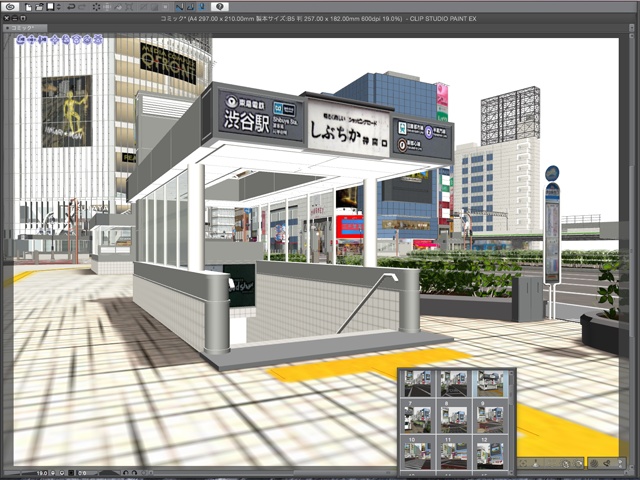 漫画背景用3D素材_「渋谷駅前」(CLIP STUDIO用 3Dオブジェクト)