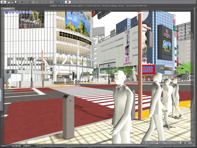 漫画背景用3D素材_「渋谷駅前」(CLIP STUDIO用 3Dオブジェクト)