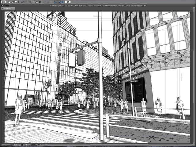 漫画背景用3D素材_「渋谷駅前」(CLIP STUDIO用 3Dオブジェクト)
