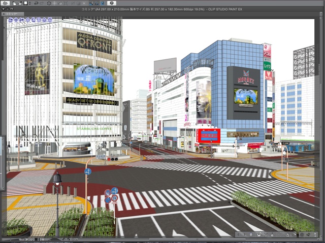 漫画背景用3D素材_「渋谷駅前」(CLIP STUDIO用 3Dオブジェクト)