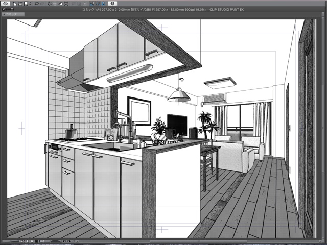 漫画背景用3D素材_「2LDKマンション」(CLIP STUDIO用 3Dオブジェクト)
