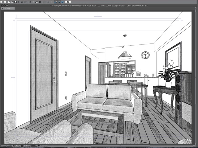 漫画背景用3D素材_「2LDKマンション」(CLIP STUDIO用 3Dオブジェクト)