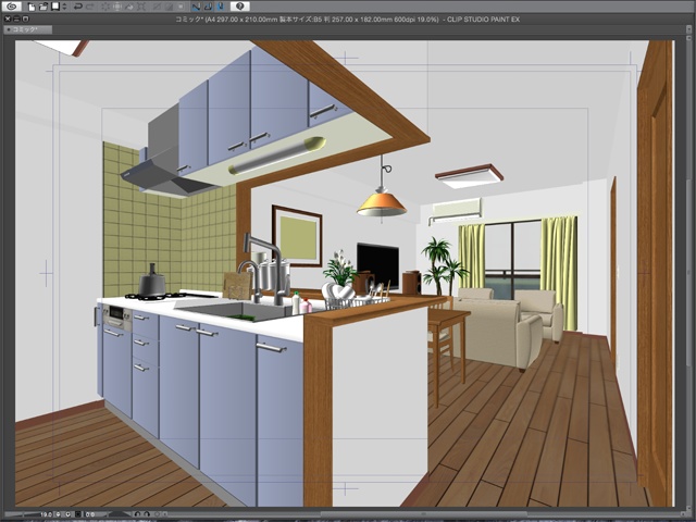 漫画背景用3D素材_「2LDKマンション」(CLIP STUDIO用 3Dオブジェクト)