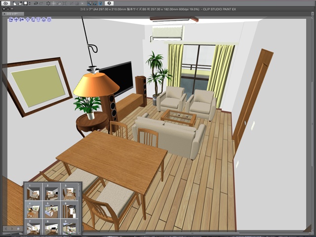 漫画背景用3D素材_「2LDKマンション」(CLIP STUDIO用 3Dオブジェクト)