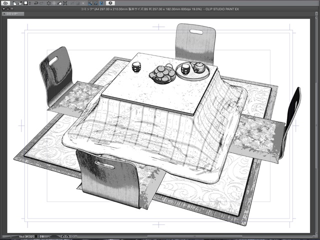 漫画背景用3D素材_「こたつと茶箪笥」(CLIP STUDIO用 3Dオブジェクト)