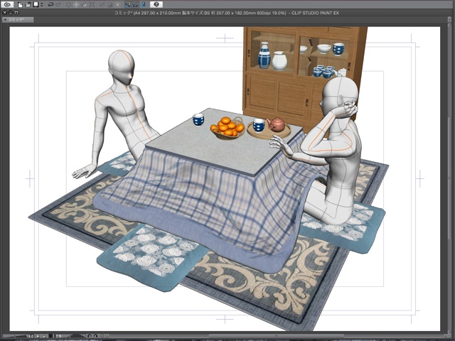 漫画背景用3D素材_「こたつと茶箪笥」(CLIP STUDIO用 3Dオブジェクト)