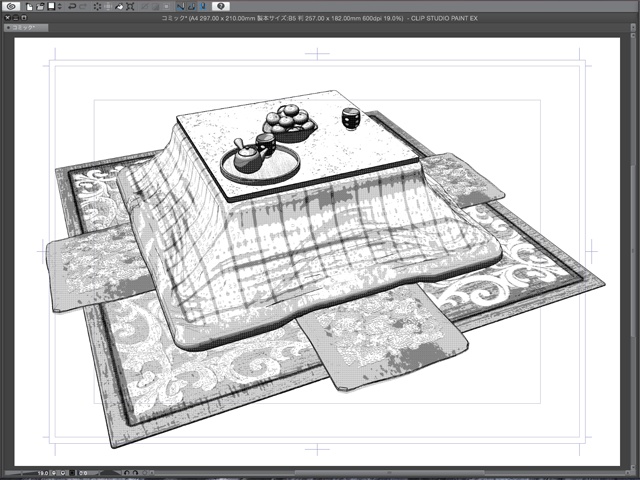 漫画背景用3D素材_「こたつと茶箪笥」(CLIP STUDIO用 3Dオブジェクト)