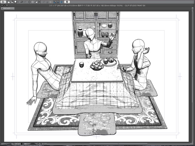 漫画背景用3D素材_「こたつと茶箪笥」(CLIP STUDIO用 3Dオブジェクト)