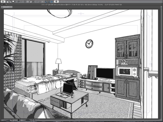 漫画背景用3D素材_「ワンルームマンション」(CLIP STUDIO用 3Dオブジェクト)