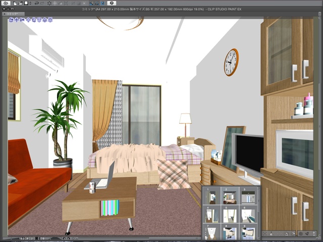 漫画背景用3D素材_「ワンルームマンション」(CLIP STUDIO用 3Dオブジェクト)