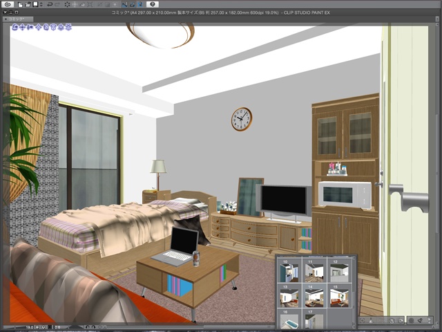 漫画背景用3D素材_「ワンルームマンション」(CLIP STUDIO用 3Dオブジェクト)