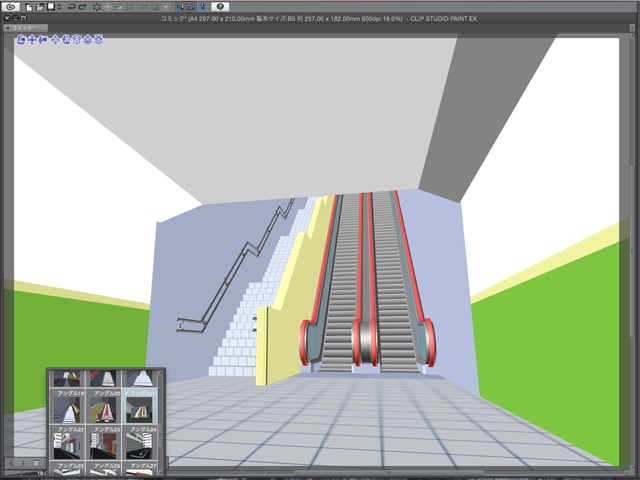 漫画背景用3D素材_「地下鉄入り口ビル」(CLIP STUDIO用 3Dオブジェクト)