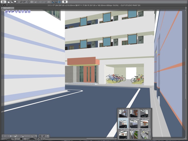 漫画背景用3D素材_「地下鉄入り口ビル」(CLIP STUDIO用 3Dオブジェクト)