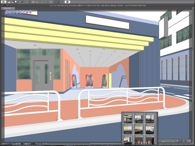 漫画背景用3D素材_「地下鉄入り口ビル」(CLIP STUDIO用 3Dオブジェクト)