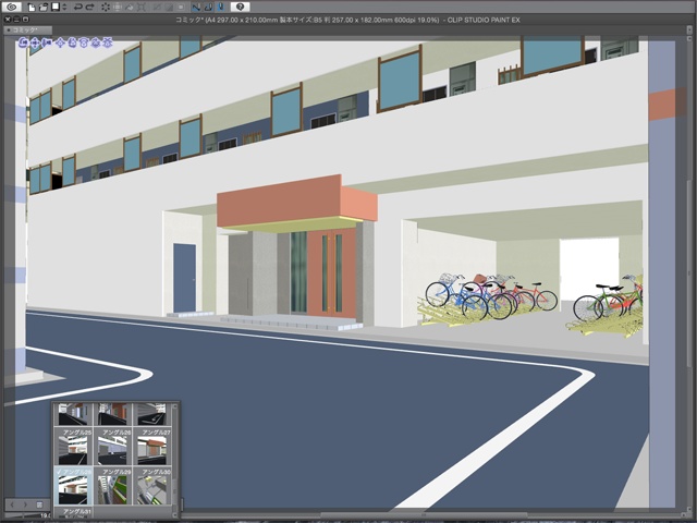 漫画背景用3D素材_「地下鉄入り口ビル」(CLIP STUDIO用 3Dオブジェクト)