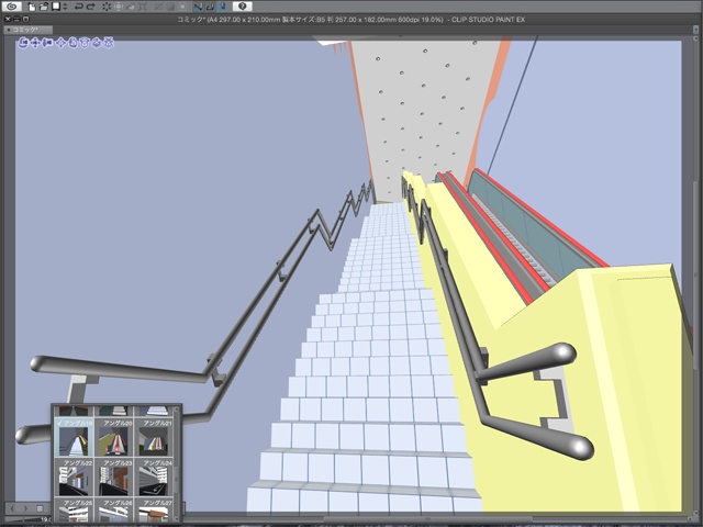漫画背景用3D素材_「地下鉄入り口ビル」(CLIP STUDIO用 3Dオブジェクト)