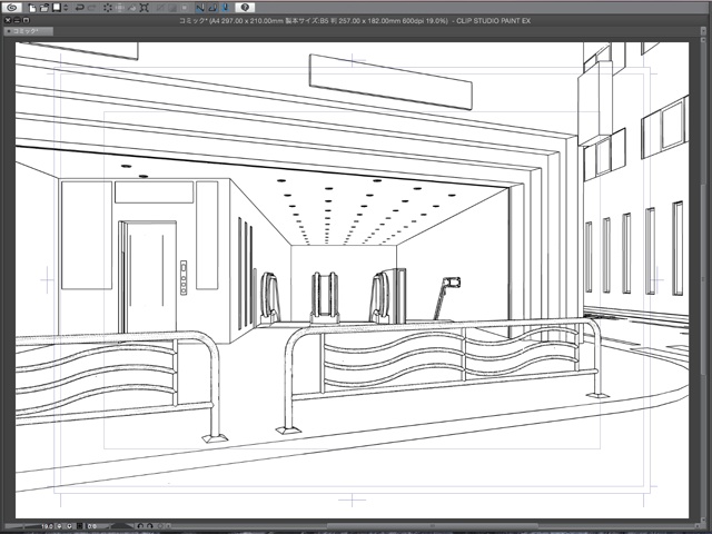 漫画背景用3D素材_「地下鉄入り口ビル」(CLIP STUDIO用 3Dオブジェクト)