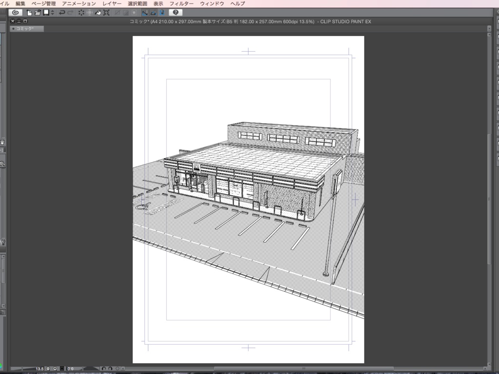 漫画背景用3D素材_「コンビニ_郊外版」(CLIP STUDIO用 3Dオブジェクト)