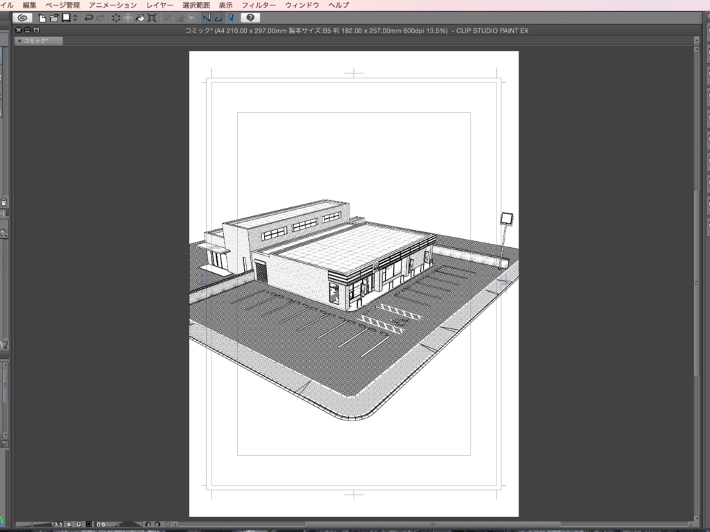 漫画背景用3D素材_「コンビニ_郊外版」(CLIP STUDIO用 3Dオブジェクト)