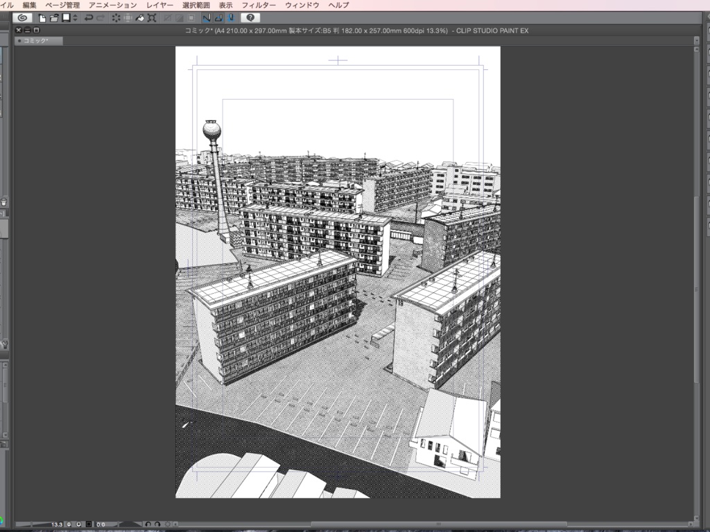 漫画背景用3D素材_「団地」(CLIP STUDIO PAINT用 3Dオブジェクト.cs3o)