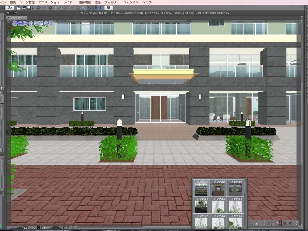 漫画背景用3D素材「高層マンション」(CLIP STUDIO用 3Dオブジェクト.cs3o)