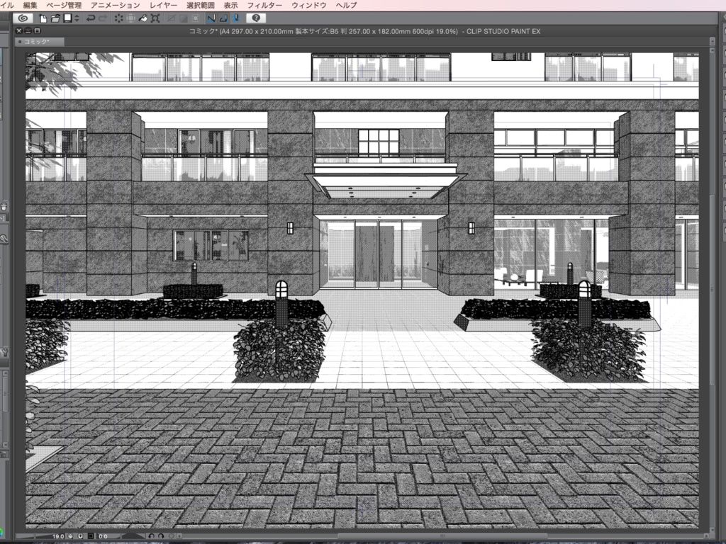 漫画背景用3D素材「高層マンション」(CLIP STUDIO用 3Dオブジェクト.cs3o)