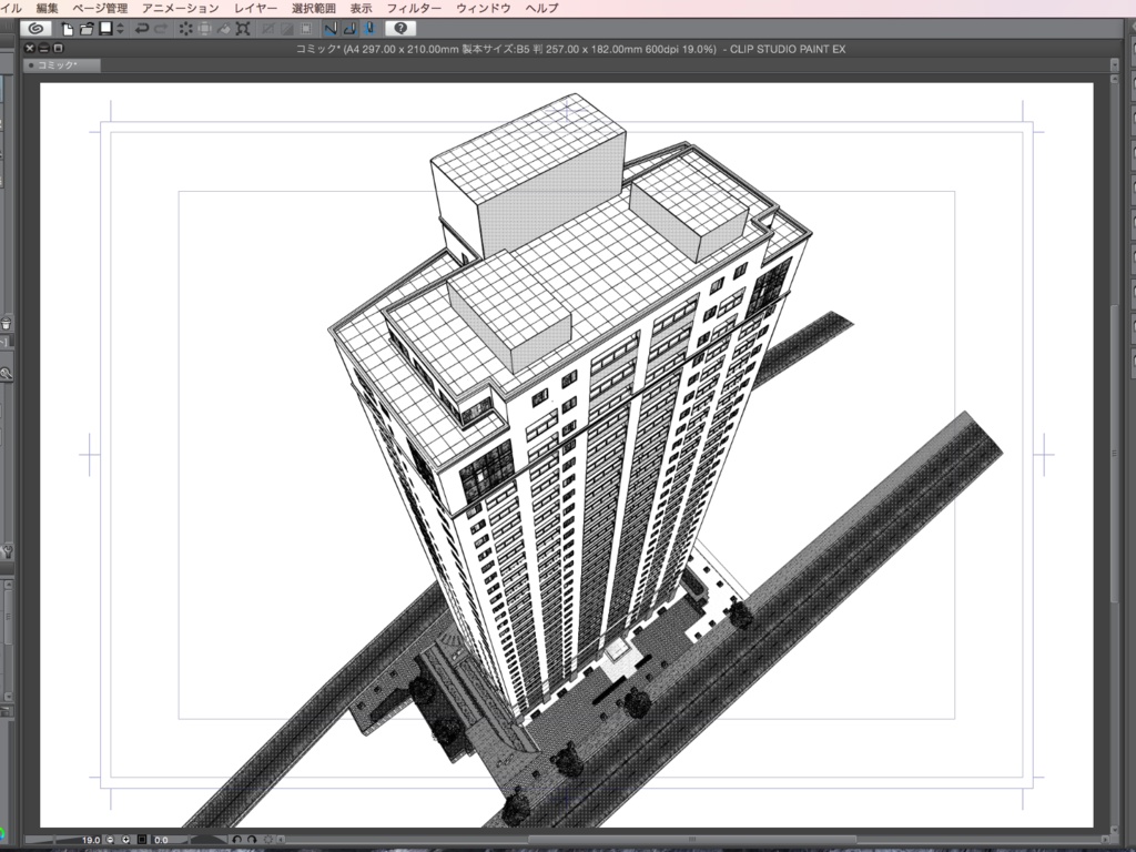 漫画背景用3D素材「高層マンション」(CLIP STUDIO用 3Dオブジェクト.cs3o)