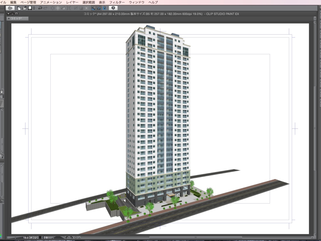 漫画背景用3D素材「高層マンション」(CLIP STUDIO用 3Dオブジェクト.cs3o)