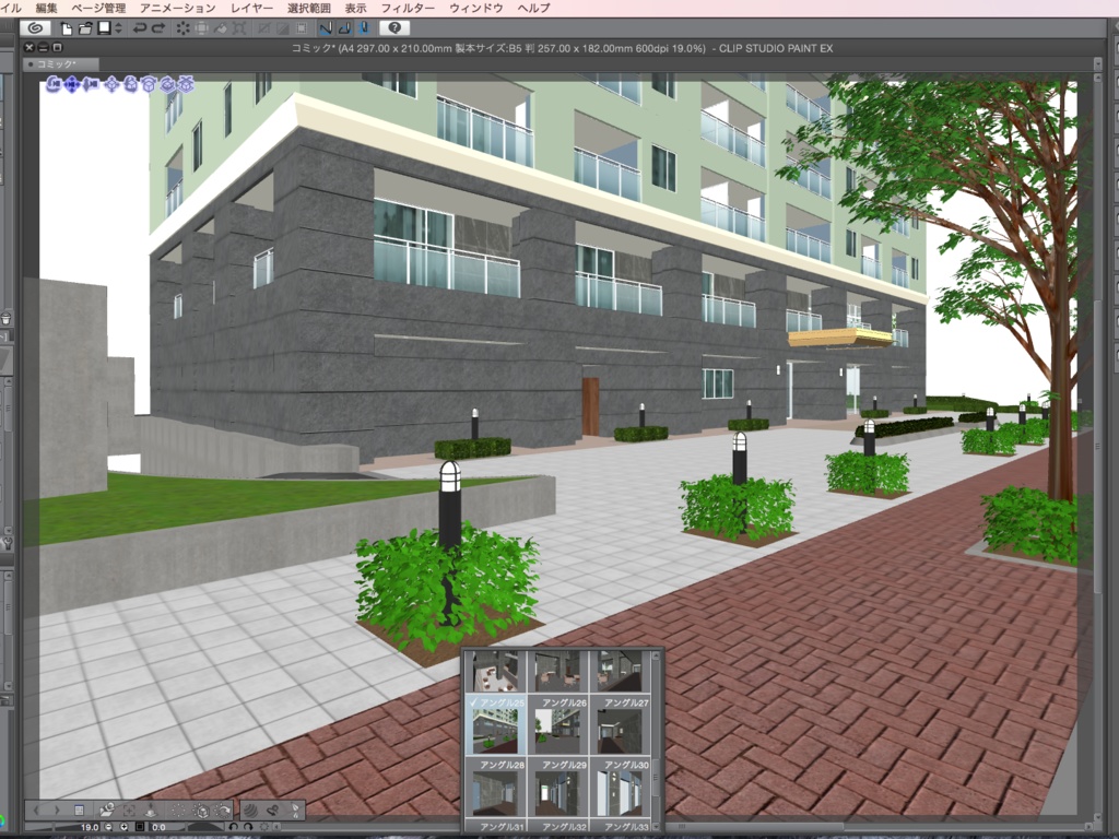漫画背景用3D素材「高層マンション」(CLIP STUDIO用 3Dオブジェクト.cs3o)