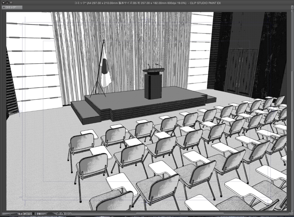 漫画背景用3D素材「記者会見場」（CLIP STUDIO用 3Dオブジェクト.cs3o）