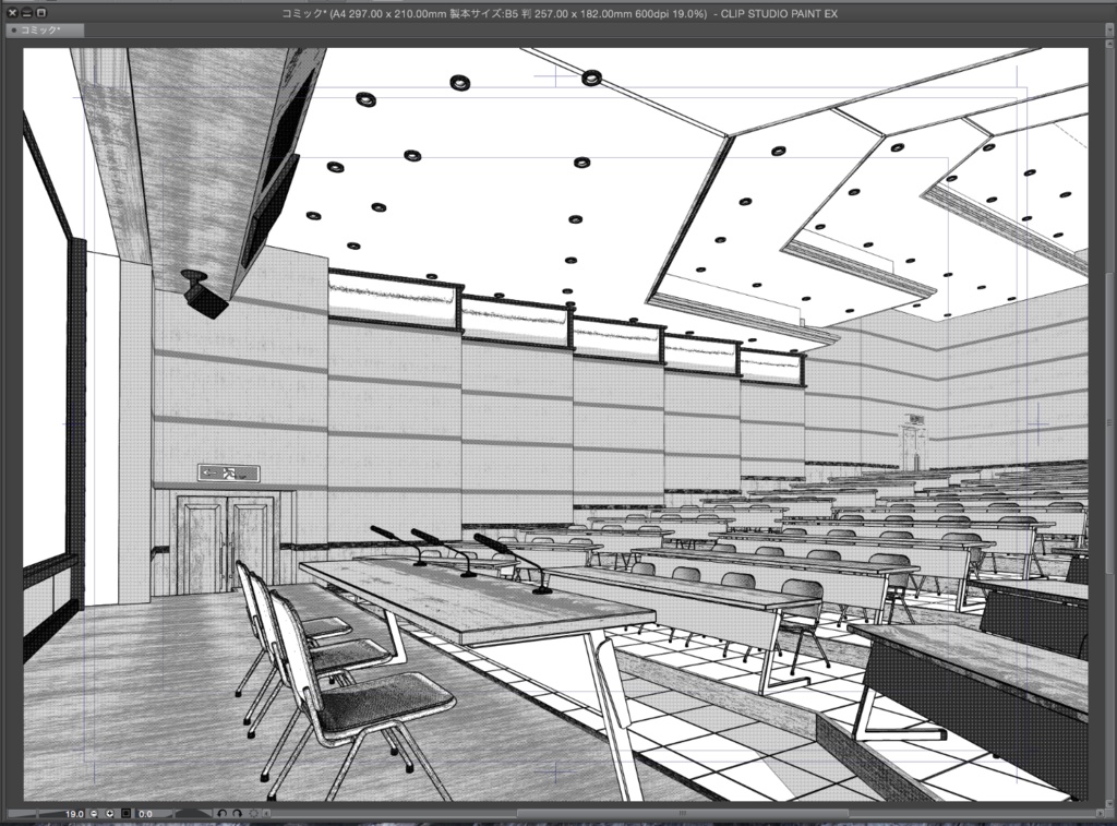 漫画背景用3D素材「講堂」(CLIP STUDIO用 3Dオブジェクト.cs3o)