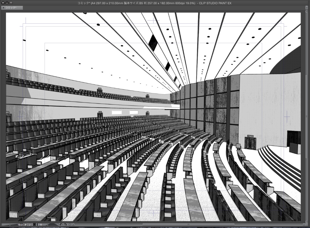 漫画背景用3D素材「大講堂」(CLIP STUDIO用 3Dオブジェクト.cs3o)