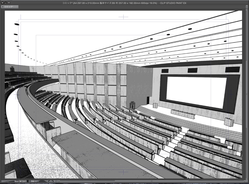 漫画背景用3D素材「大講堂」(CLIP STUDIO用 3Dオブジェクト.cs3o)
