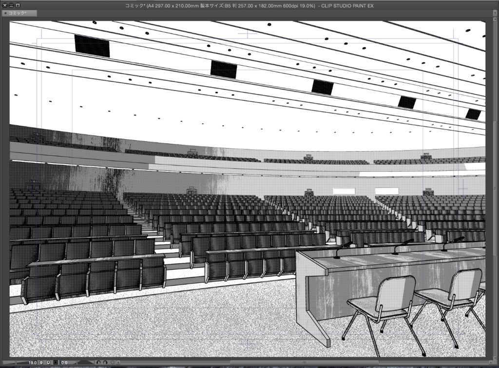 漫画背景用3D素材「大講堂」(CLIP STUDIO用 3Dオブジェクト.cs3o)