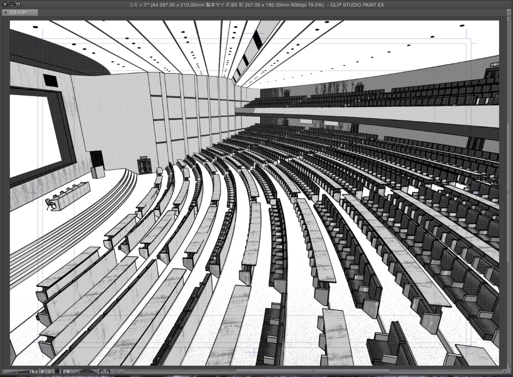 漫画背景用3D素材「大講堂」(CLIP STUDIO用 3Dオブジェクト.cs3o)