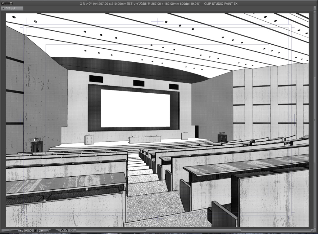漫画背景用3D素材「大講堂」(CLIP STUDIO用 3Dオブジェクト.cs3o)