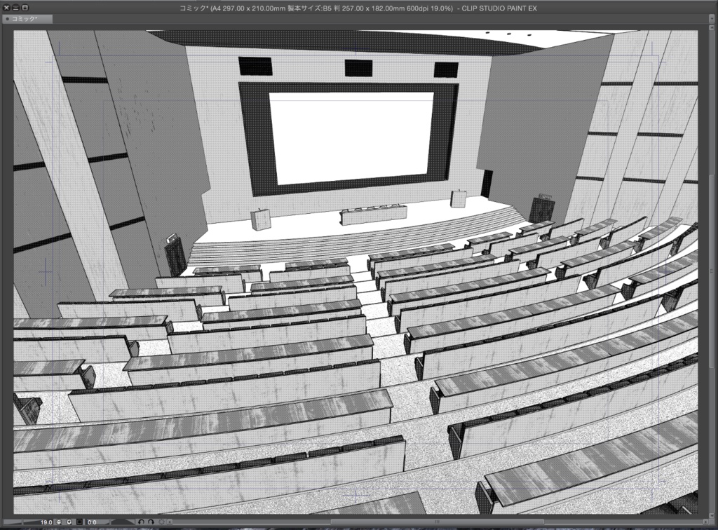 漫画背景用3D素材「大講堂」(CLIP STUDIO用 3Dオブジェクト.cs3o)