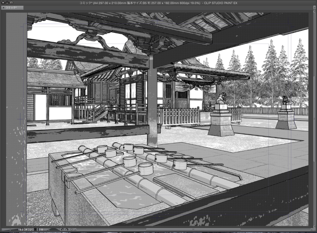 漫画背景用3D素材「大きな神社」(CLIP STUDIO用 3Dオブジェクト.cs3o)