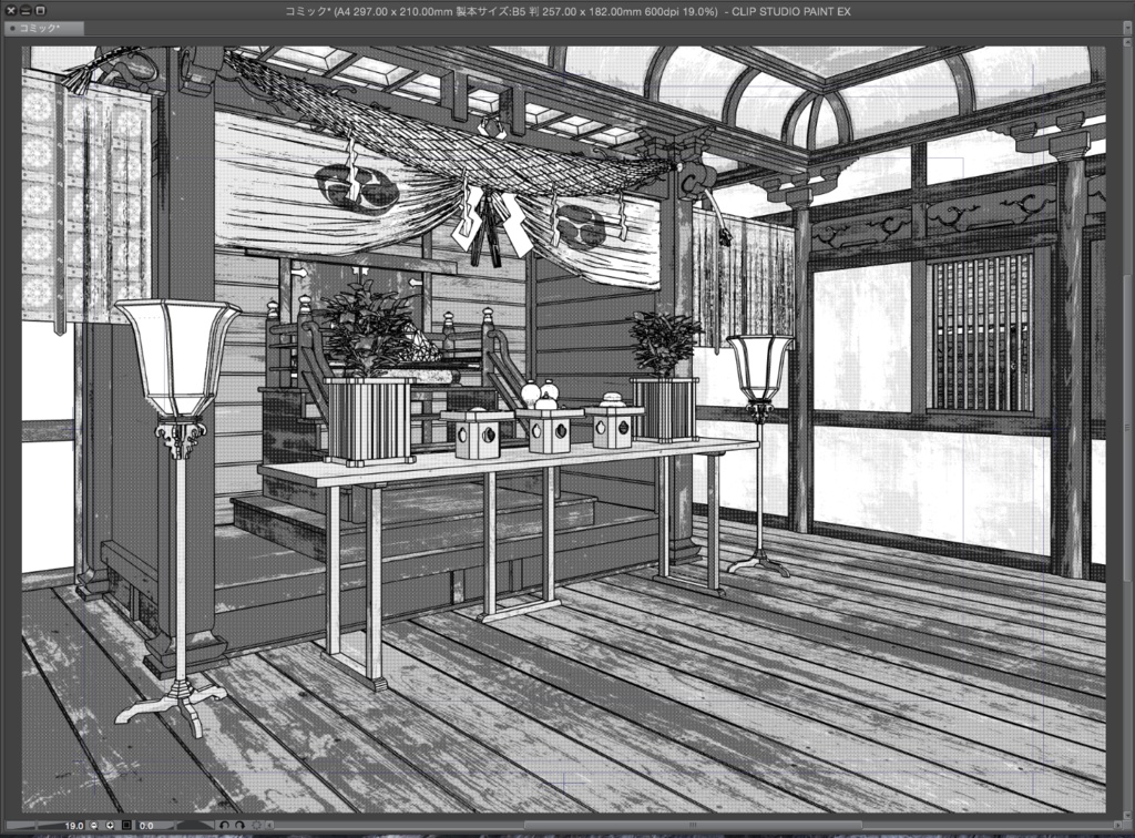 漫画背景用3D素材「大きな神社」(CLIP STUDIO用 3Dオブジェクト.cs3o)