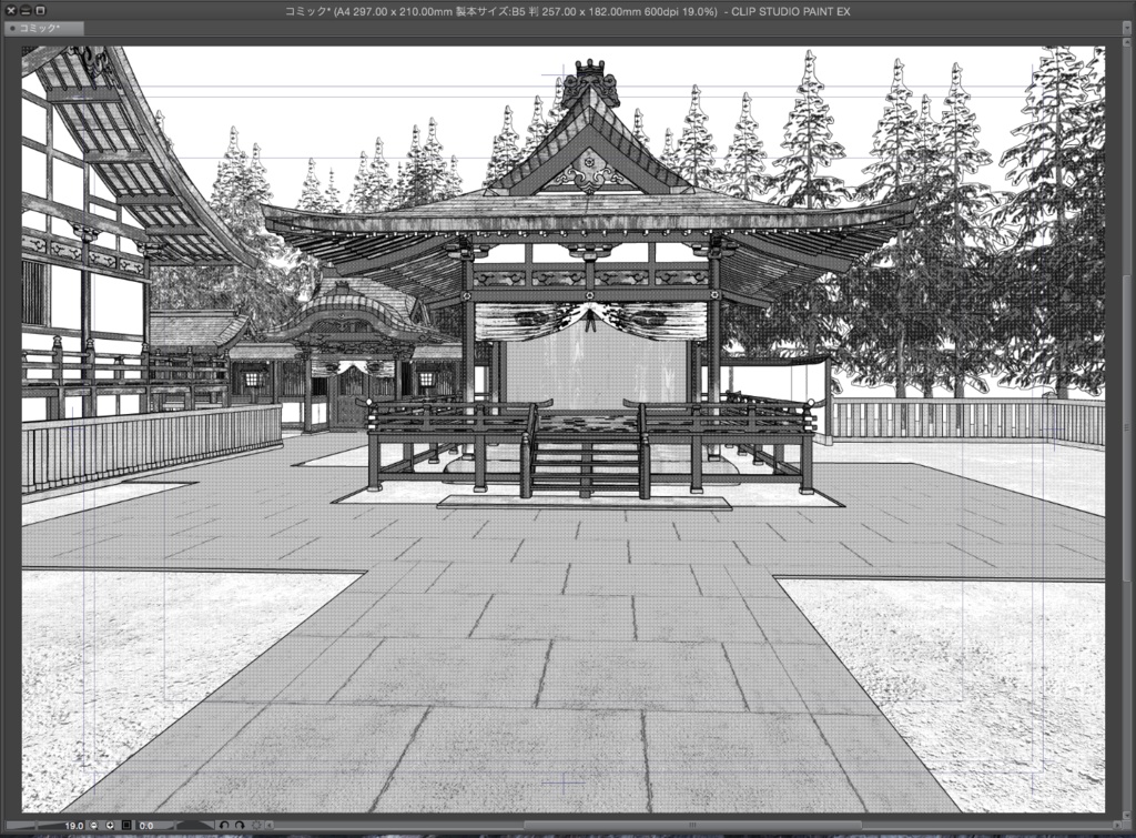 漫画背景用3D素材「大きな神社」(CLIP STUDIO用 3Dオブジェクト.cs3o)