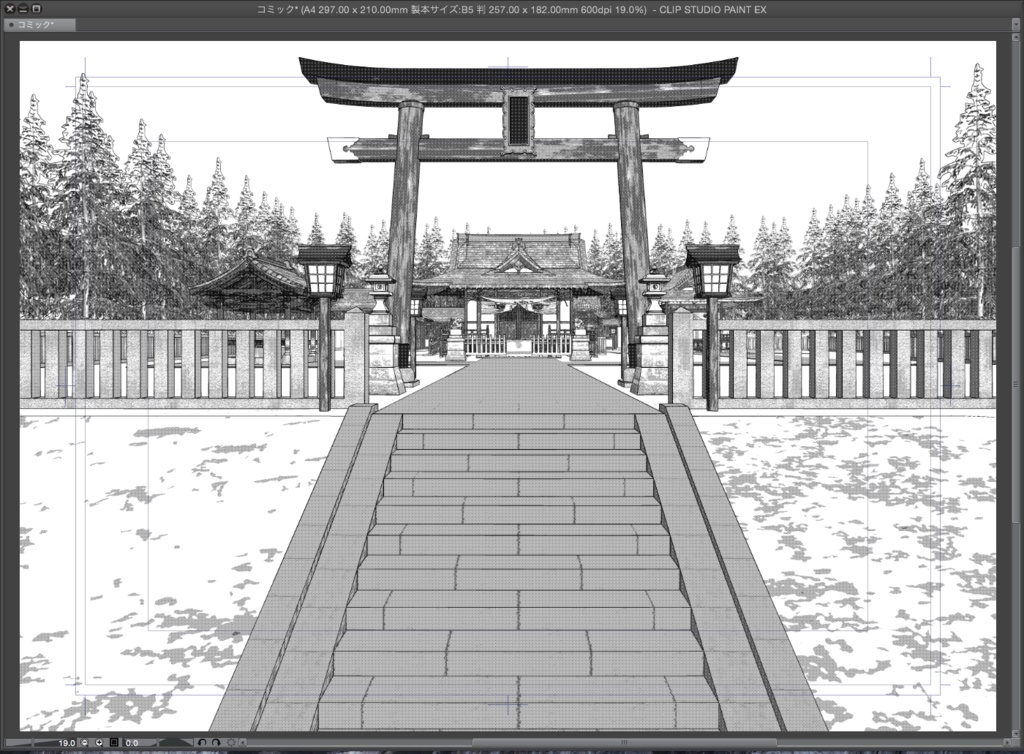 漫画背景用3D素材「大きな神社」(CLIP STUDIO用 3Dオブジェクト.cs3o)