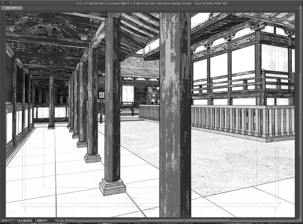 漫画背景用3D素材「大きな神社」(CLIP STUDIO用 3Dオブジェクト.cs3o)