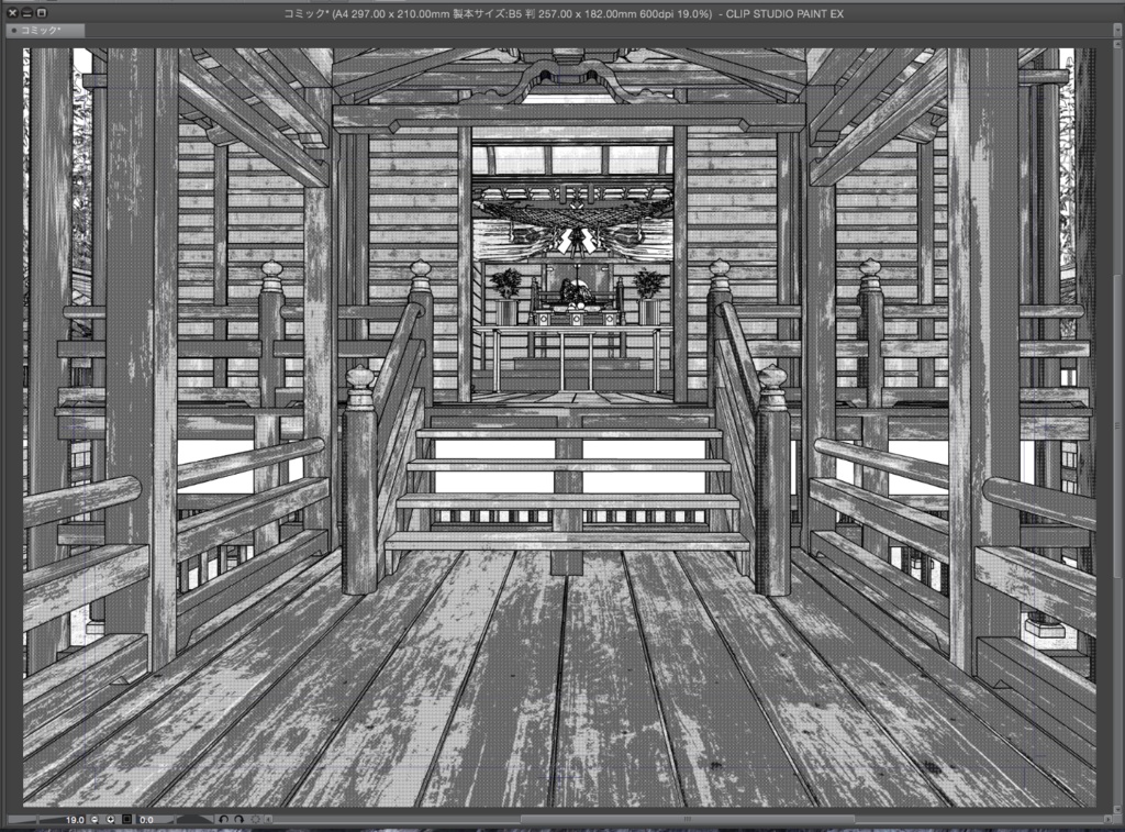 漫画背景用3D素材「大きな神社」(CLIP STUDIO用 3Dオブジェクト.cs3o)